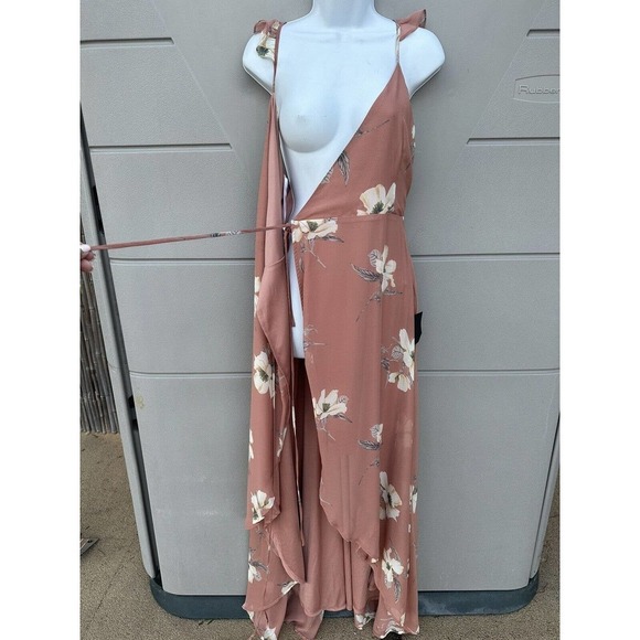 Lulus All Mine Rusty Rose Floral Print High-Low Wrap Maxi Dress Small New!! - Picture 16 of 16